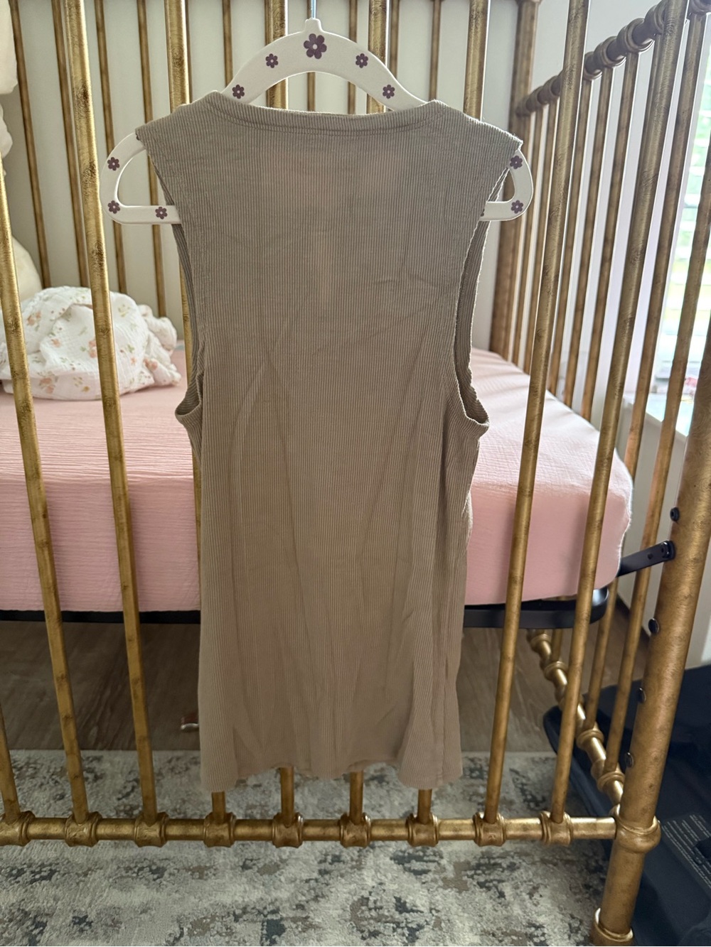 Joah Brown Ribbed Tank & Zip Top in Cream and Taupe - Picture 5 of 6